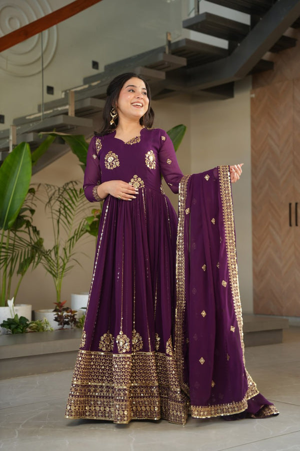 Party Wear Look Beautiful Gown And Dupatta