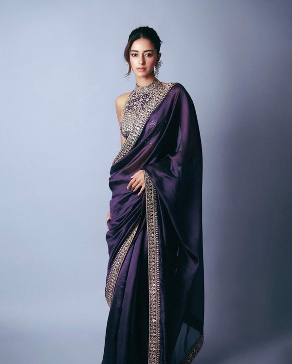 Designer Saree With Coding Sequence And Real Mirror Work