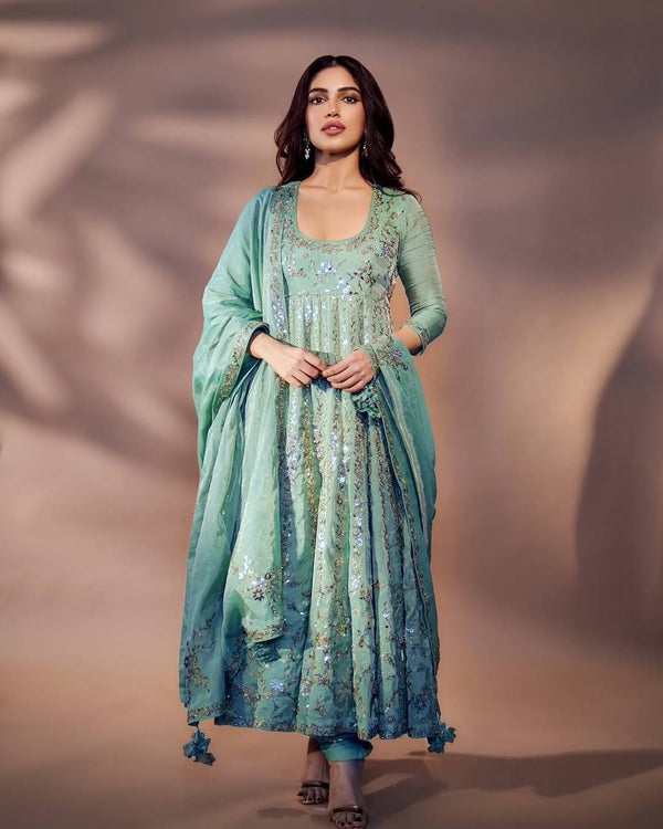 Party Wear Look Gown-Bottom And Dupatta With Sequins Embroidery Work