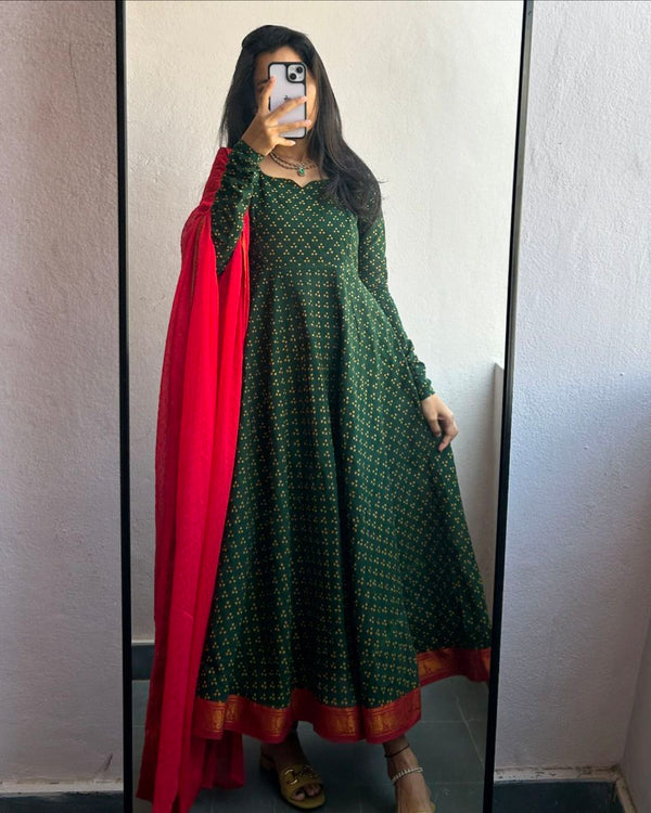 Party Wear Look Beautiful Gown And Dupatta