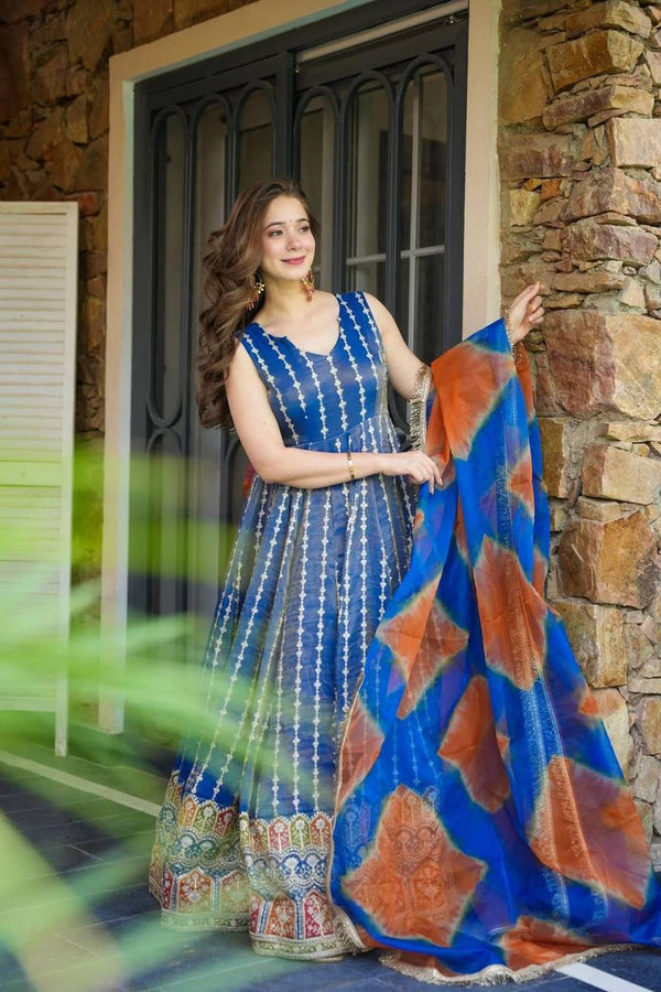 Party Wear Look Designer Anarkali Gown And Dupatta
