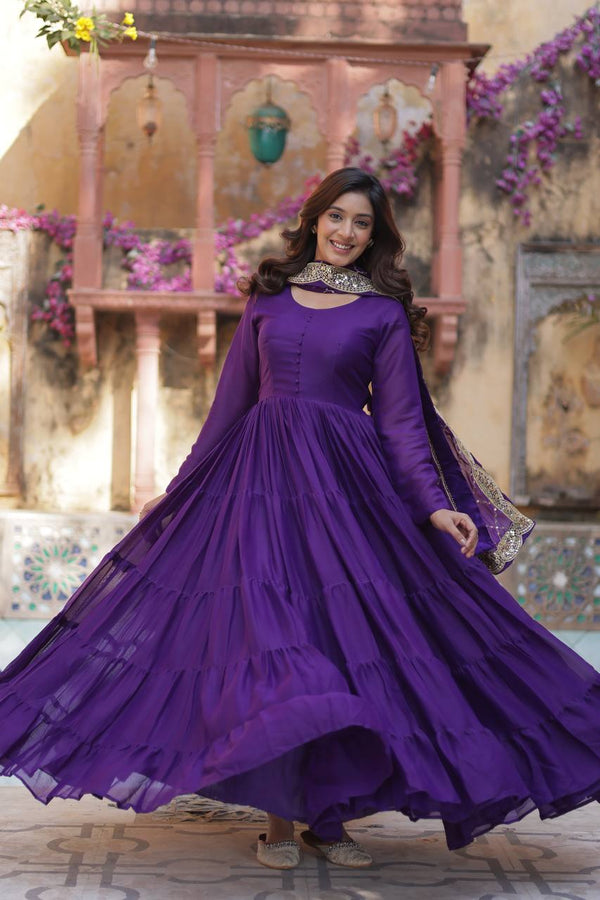 Designer Look Gown And Dupatta With Sequins Embroidered work