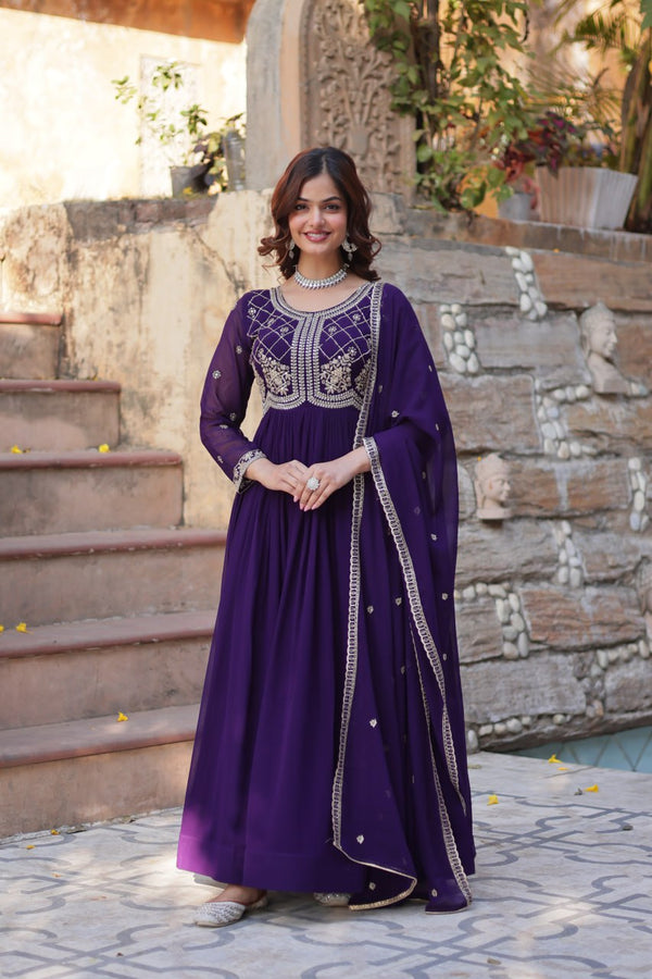 Party Wear Gown With Sequins-Multi And Beads Embroidered Work