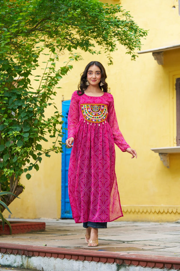 Navratri Special Kurti With Kutchhi Patch Work