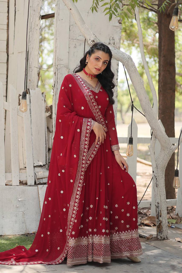 Party Wear Look Anarkali Gown With Sequins Embroidered work