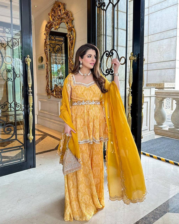 Party Wear Look Designer Top And Bottom With Dupatta
