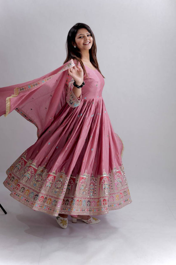 Beautiful Gown -Pent And Dupatta With Embroidery Coding Dori Work