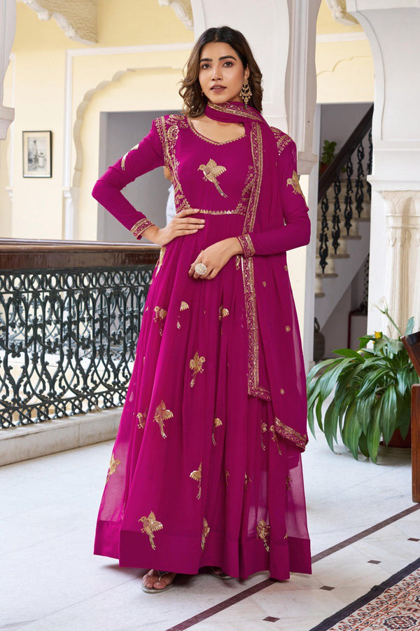 Party Wear Look Gown With Thread And Sequence Work