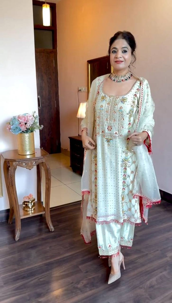 Party Wear Look Beautiful Top And Bottom With Dupatta