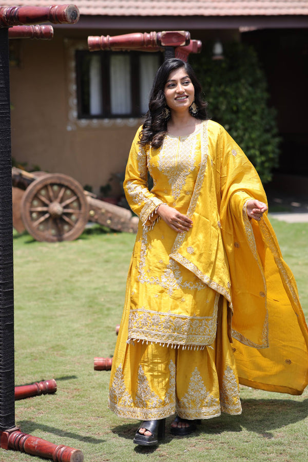 Party Wear Look Designer Suit Set With Multi Needle Embroidery Work