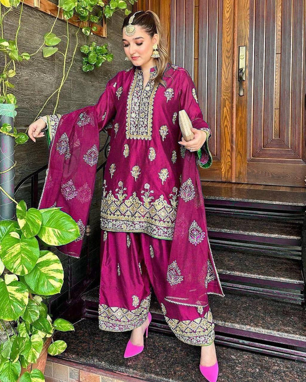 Party Wear Look Beautiful Top And Bottom With Dupatta