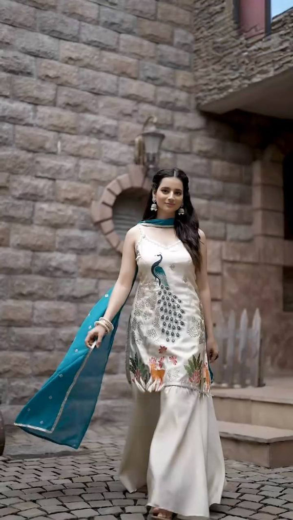 Party Wear Look Designer Top And Bottom With Dupatta