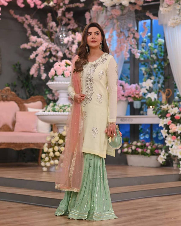 Party Wear Suit Set With Zari & Sequins Embroidery Work