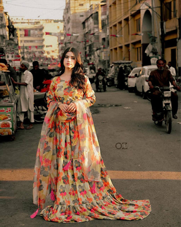 Party Wear Look Beautiful Gown With Digital Print