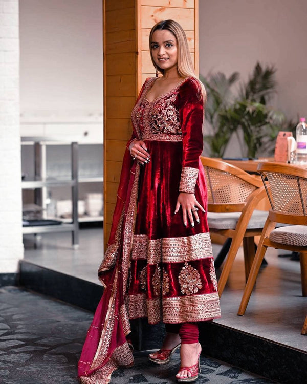 Party Wear Look Designer Gown-Bottom And Dupatta