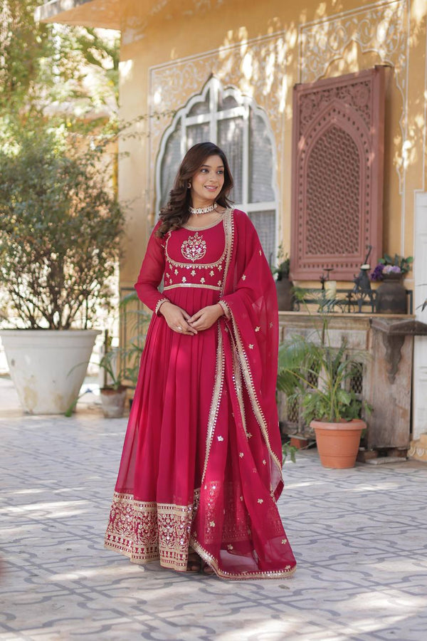 Party Wear Look Designer Gown With Sequins Embroidered Work