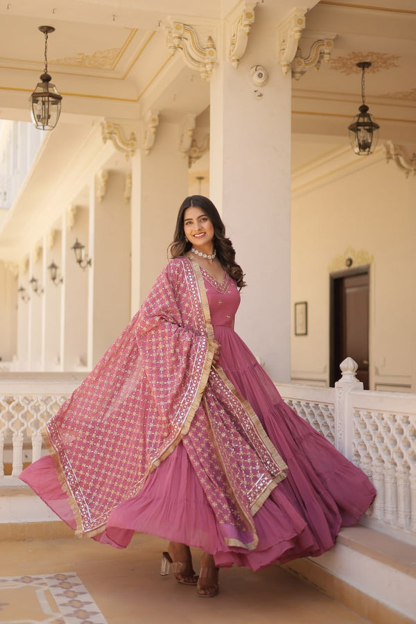 Designer Party Wear Gown With Embroidery Work