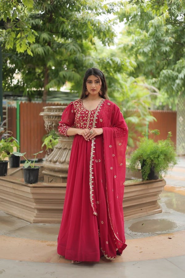 Party Wear Look Gown With Sequins Embroidery Work
