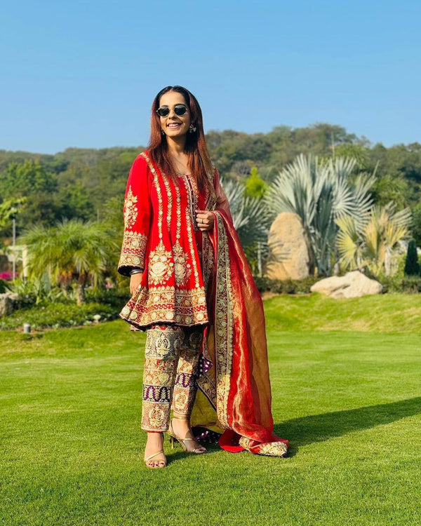 Party Wear Look Designer Top And Bottom With Dupatta