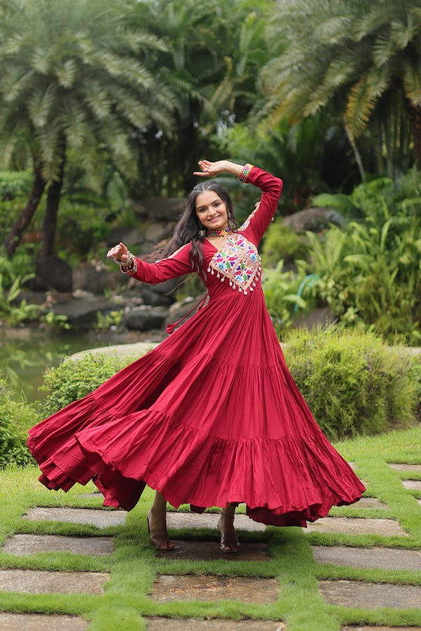 Navaratri Special Gown With Kutchi Gamthi Work