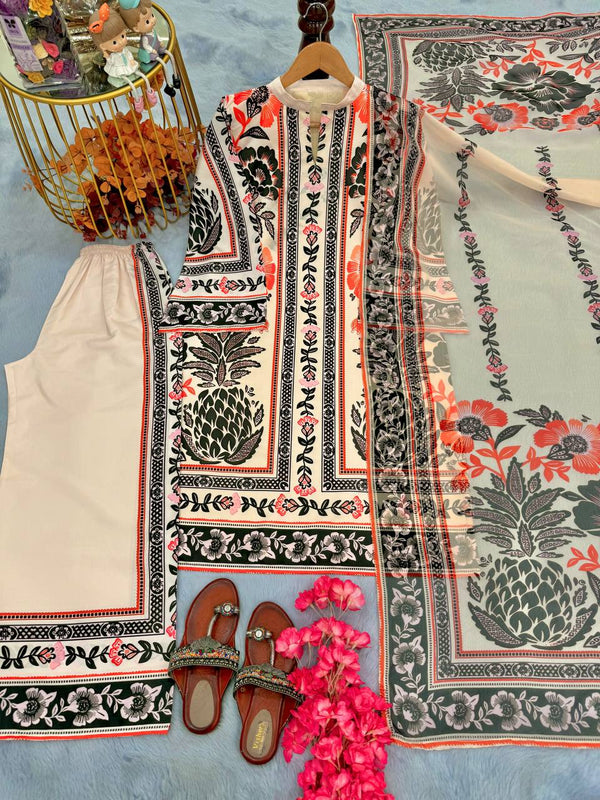 Designer Party Wear Look Top And Plazzo With Dupatta
