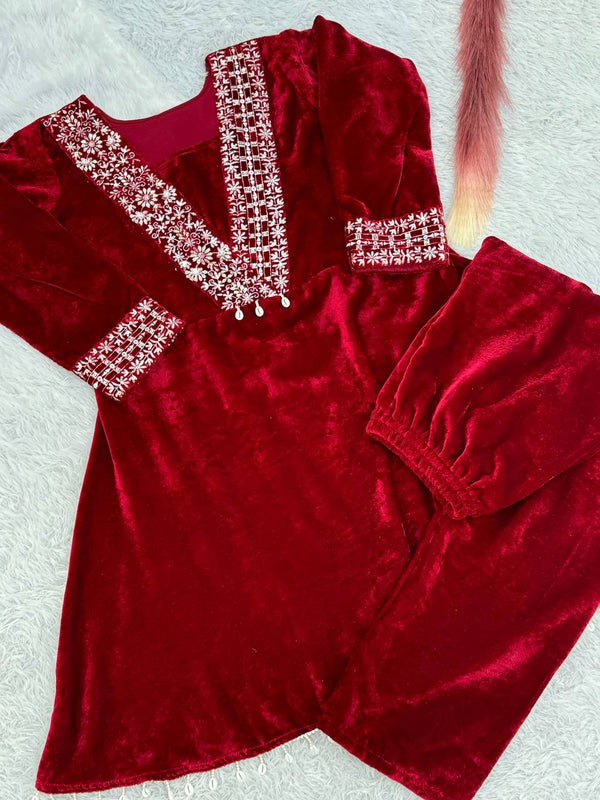 Party Wear Beautiful Top And Pent With Kodi Lace