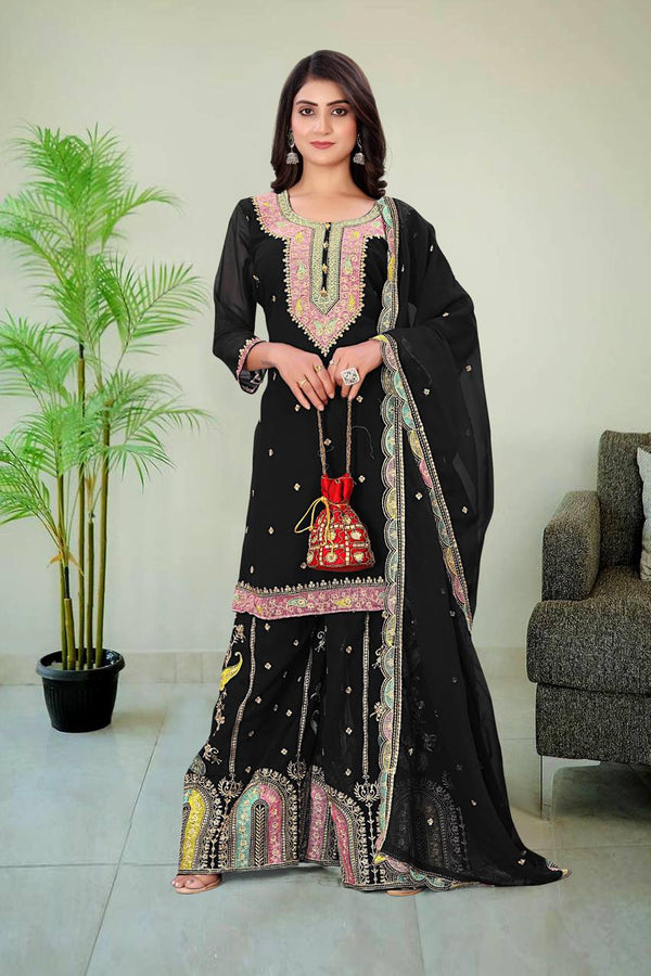 Party Wear Look Designer Top And Bottom With Dupatta
