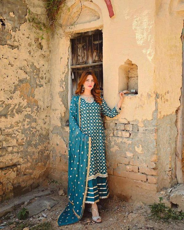 Party Wear Look Designer Top And Bottom With Dupatta
