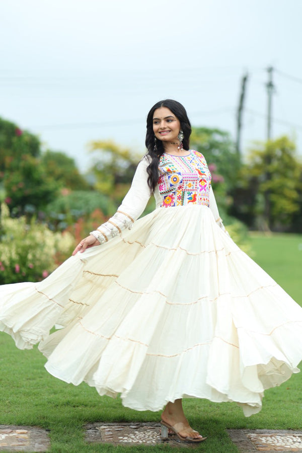 Navratri Special Gown With Multi Thread Embroidered
