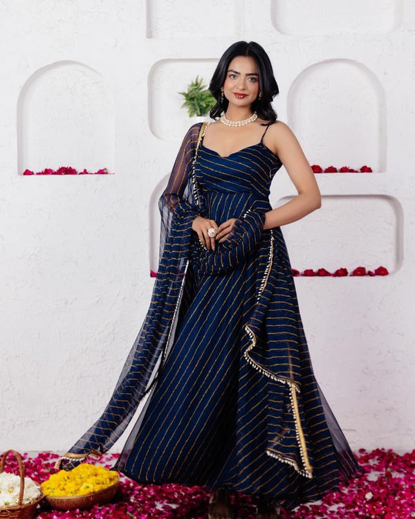 Party Wear Look Designer Anarkali Gown-Bottom And Dupatta