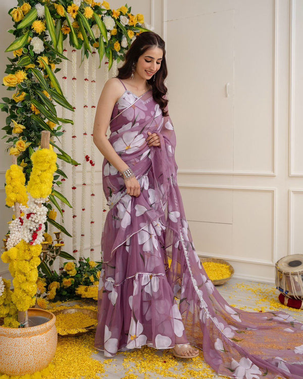 Party Wear Look Lehenga Saree With Beautiful Print