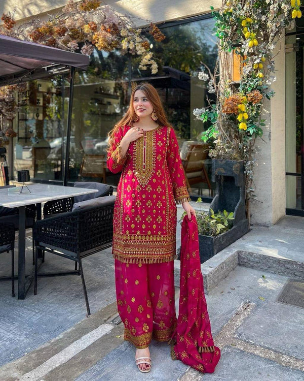 Party Wear Look Designer Top And Bottom With Dupatta