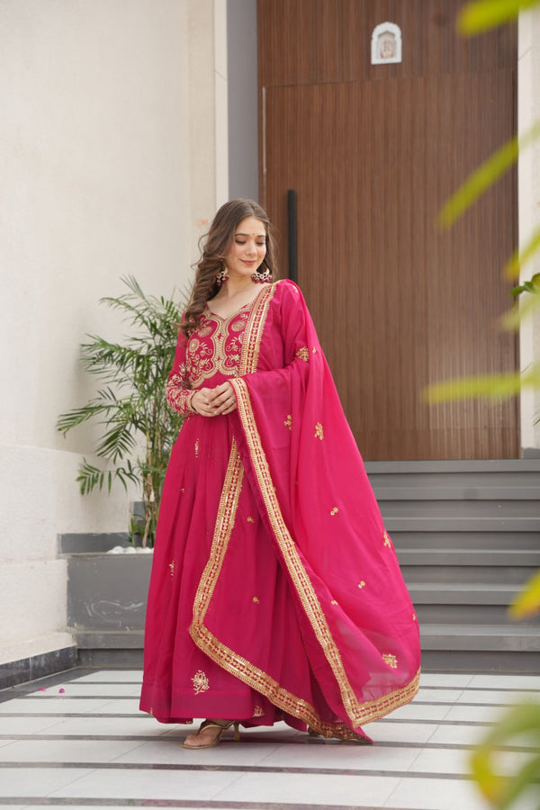 Beautiful Gown With Sequins & Zari Embroidery Sequins-Work