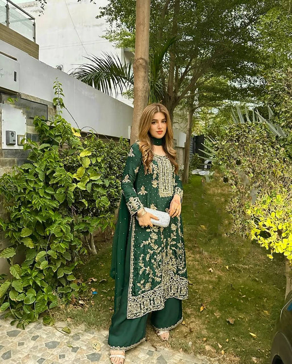 Party Wear Look Suit Set With Sequins Embroidery Work