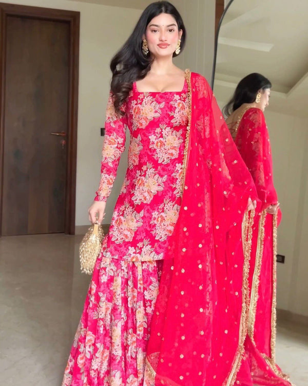 Party Wear Look Designer Top And Bottom With Dupatta