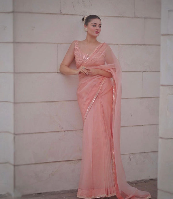 Designer Party Wear Saree With Embroidered Sequence Work