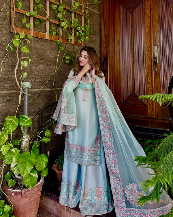 Party Wear Look Designer Top And Bottom With Dupatta
