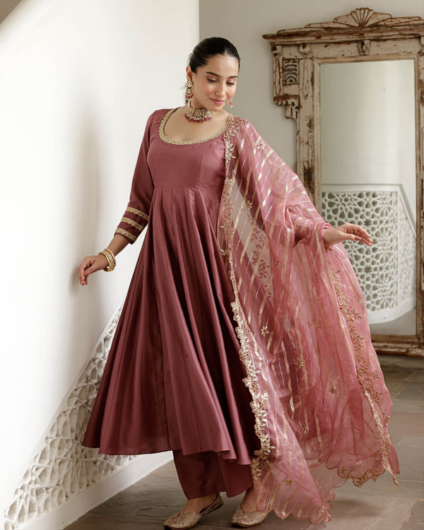 Designer Top-Bottom And Dupatta With Embroidery Work