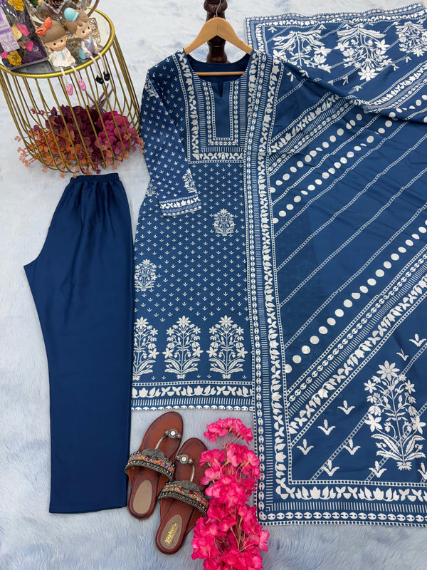 Designer Party Wear Look Top Bottom & Dupatta Set