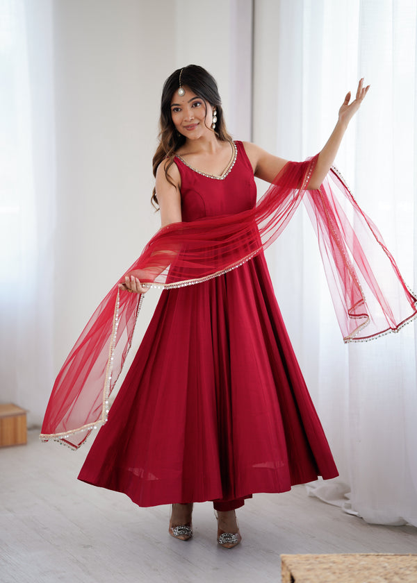 Party Wear Look Designer Gown-Bottom And Dupatta