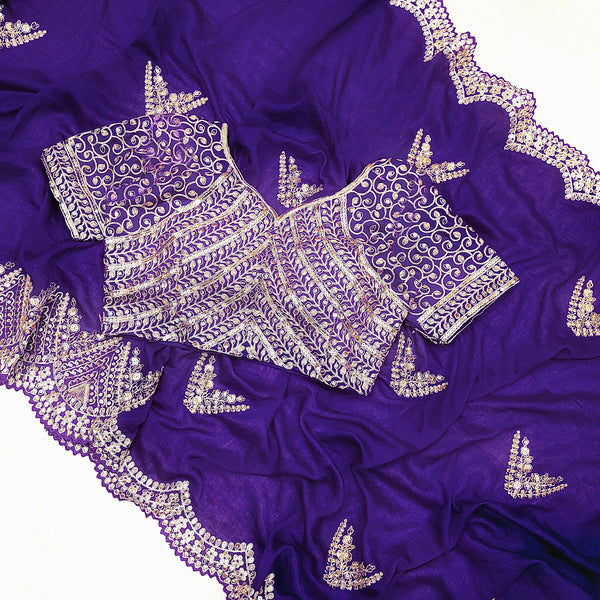 Designer Party Wear Saree With Embroidery Coding & Sequins Work