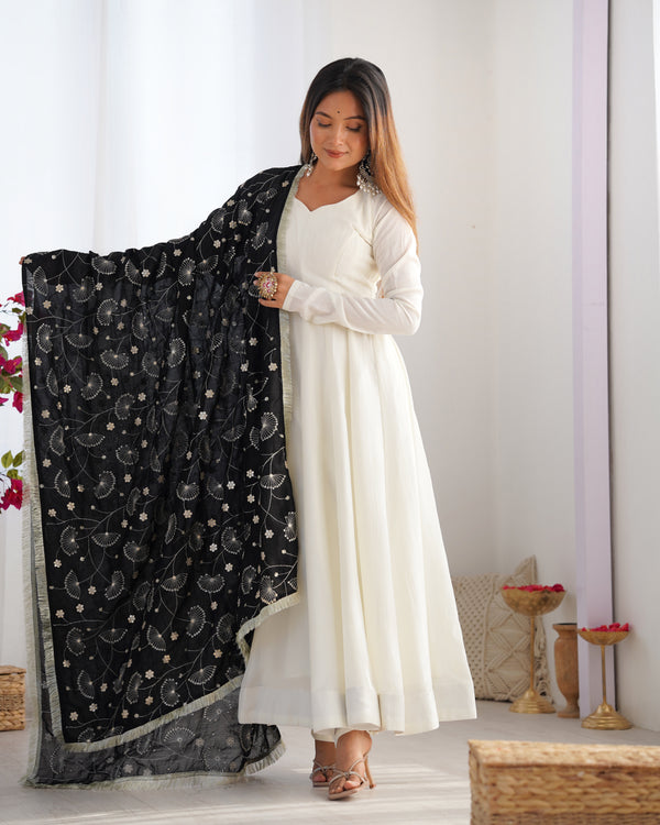 Party Wear Beautiful Anarkali Gown, Pent And Dupatta