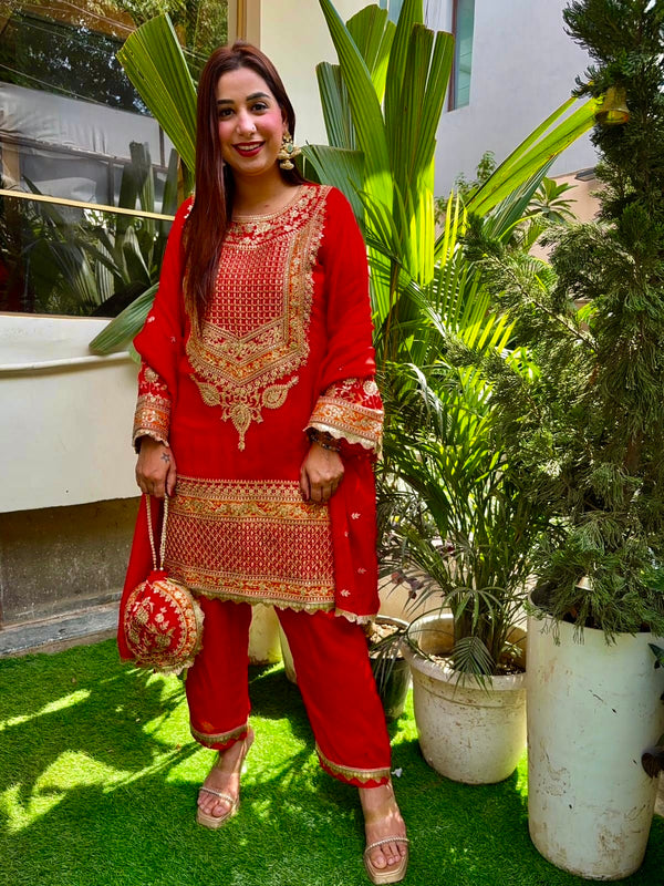 Designer Suit Set With Heavy Embroidery Sequence Work