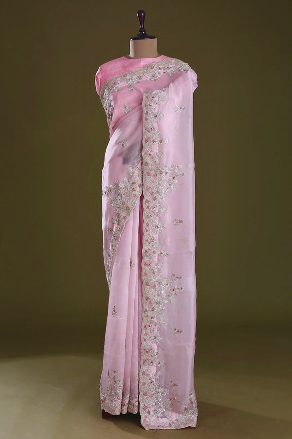 Designer Saree With Embroidery Multi Treads, Coding & Sequins Work