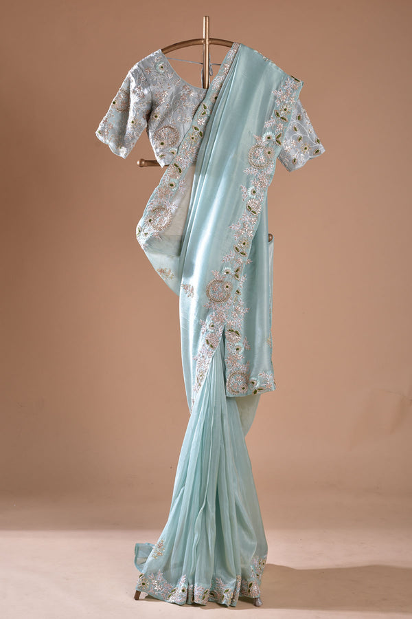 Fancy Saree With Embroidery Multi Treads, Coding & Sequins Work