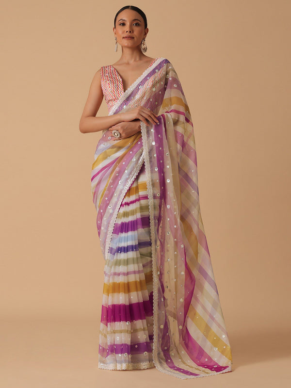 Designer Saree With Digital Prints & Embroidery Codding Work