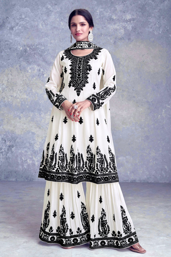 Designer Suit Set With Multi Needle Sequins Embroidery Work