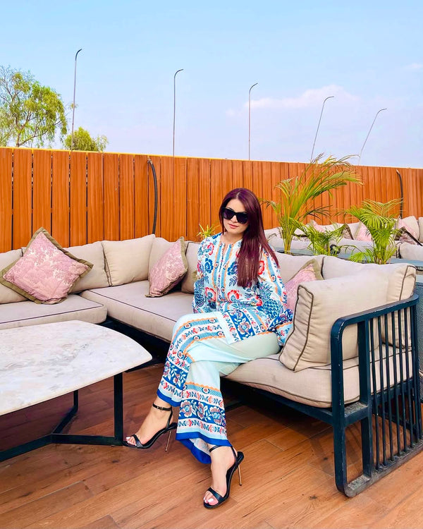 Designer Party Wear Look Co-ord Set With Digital Print